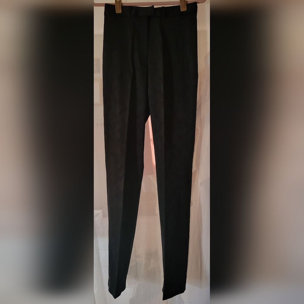 Black, Satin Dress Pants w/Brocade-style Fabric - 10T